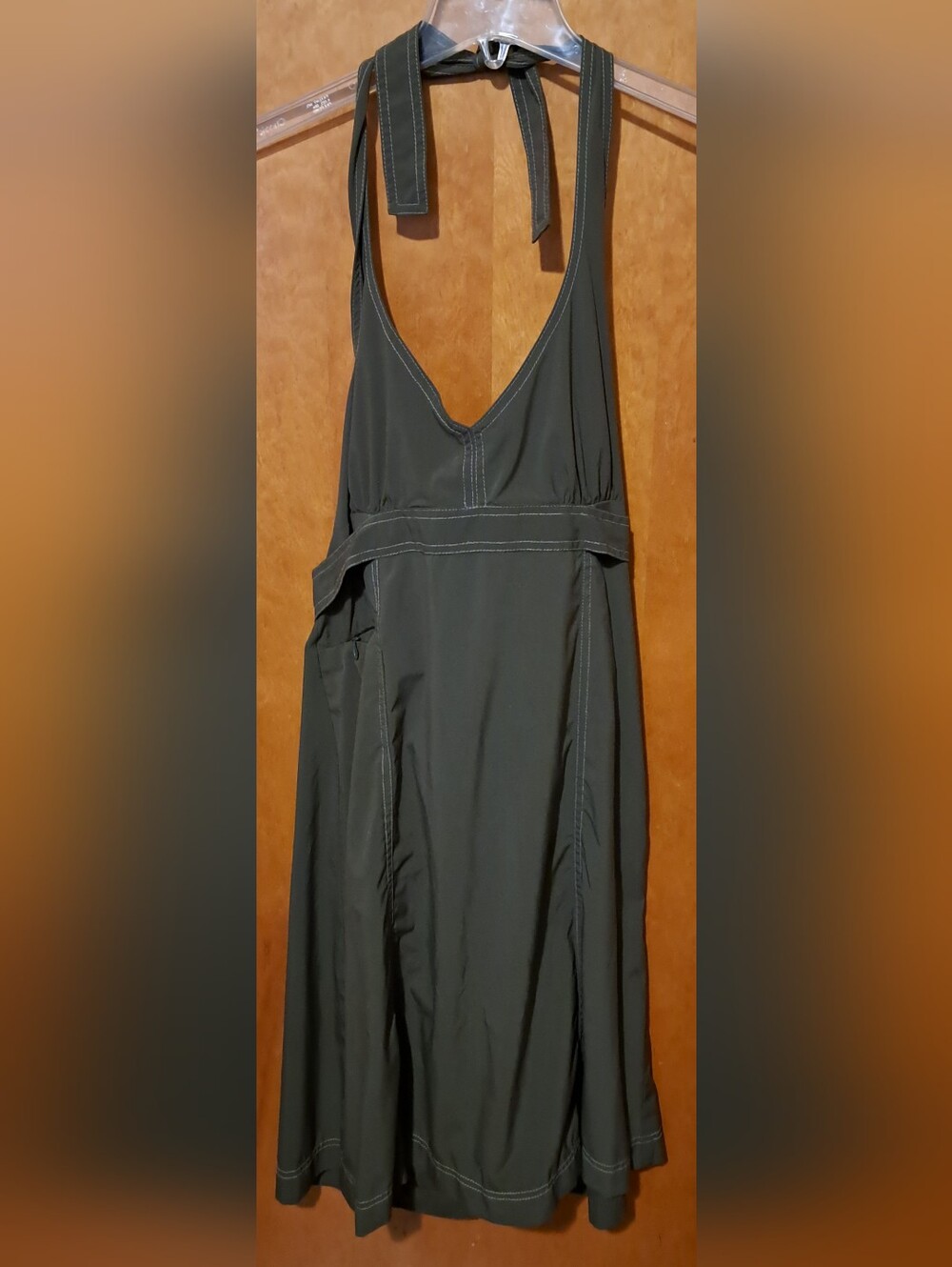 Athleta Dark Olive Green Halter Dress